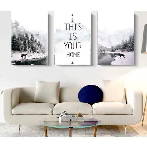 Beautiful And Pure Forest Winter Landscape Home Decoration Wall Art Canvas Painting Quotes Nordic Poster Print Wall Pictures