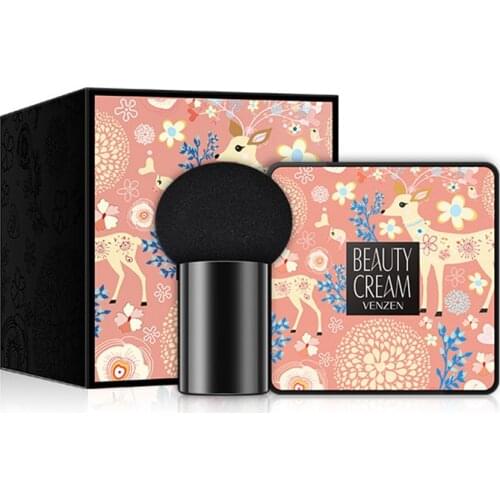 VENZEN Mushroom Head Makeup Air Cushion BB Cream Concealer Foundation Air-permeable Natural Brightening Oil-control Cream
