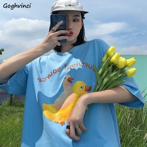 Summer Short T-shirts Women Printed Loose Casual Streetwear Ladies Tops Japanese Style All-match Vintage Retro Stylish Trendy