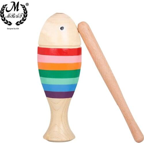 M MBAT Wooden Fish-Shaped Clapper Children Kid Sound Tube Small Musical Percussion Instrument Early Childhood Education Gift Toy