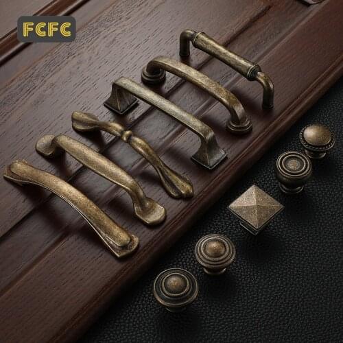 FCFC Furniture Handles Antique Vintage Drawer Cabinets Handle Door Pulls and Knobs Cupboard Handles Kitchen Pull Furniture 967