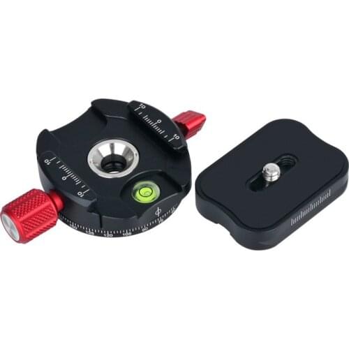 Mini 1/4" Quick Release Plate Mount 360 degree Landscape Panning Panorama Head fr Tripod Monopod Mirrorless Camera Rig Slider
