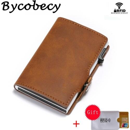 Bycobecy Men Vintage Wallet 2019 New Credit Card Holder RFID Suitcase Business Luxury Slim Card Case Anti-theft Card Wholesale