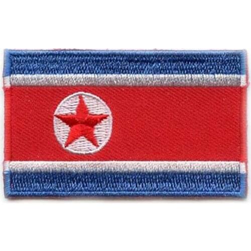 North Korea Flag Embroidery Patch Made by Twill with Flat Broder with Iron On Backing Accept Customized MOQ50pcs free shipping
