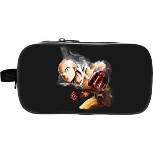 One Punch Man Pencil Case Students Cartoon Anime Pencil Box Kids Double-layer Pen Bag Boys Girls Stationery Storage Bags