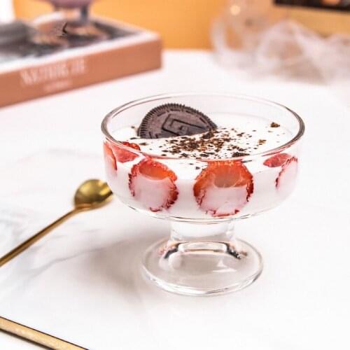 Ins Simple Crystal Cup Ice Cream Bowl Yogurt Pudding Bowl Dessert Milkshake Glass Cup For Wedding Bar Party Glass Dropshipping