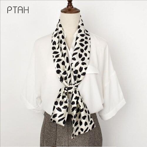 [PTAH]Fashion Women 100% Mulberry Silk Scarf Lightweight Square Neckerchief Breathable Digital Printed Scarf High Quality Female