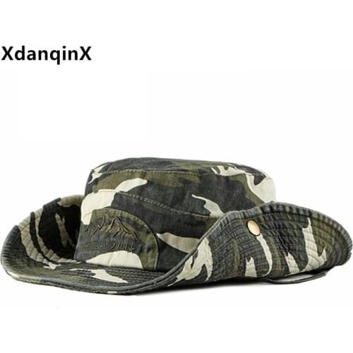 Summer Womens Panama Hat Sunscreen Camouflage Rock Climbing Caps Mens Bucket Hats Foldable Washed Cotton Fishing Cap Beach Hat