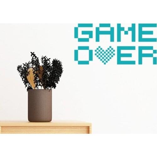Blue Game Over Pixel Removable Wall Sticker Art Decals Mural DIY Wallpaper for Room Decal