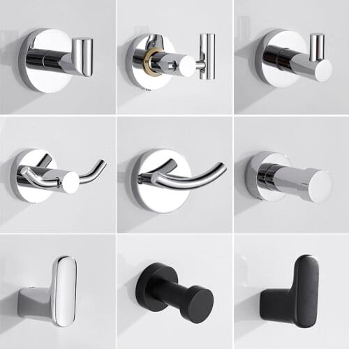 Modern Robe Hook Chrome Bathroom Towel Hooks Solid Brass Coat Hooks Towel Holder Hook Door Hook Hat Clothes Wall Door Hanger