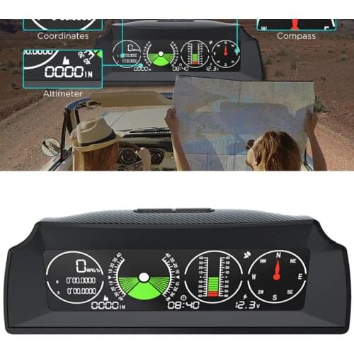 Vehicles HUD Car Speed Slope Meter Inclinometer with Tilt Pitch Angle Protractor