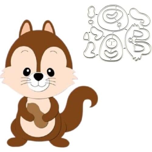 X7XD Squirrel Carbon Steel Scrapbooking Embossing Stencil, DIY Printing Steel Mould for Album Paper Card Making