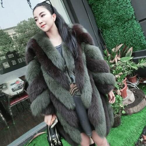 S-3XL plus size Winter New fashion brand Fake fox fur jacket womens warm stitching thicker Faux fur coat wj987 free shipping
