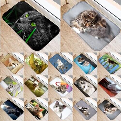 1pcs 40*60cm Cute Cat Animals Pattern Anti-Slip Suede Carpet Door Mat Doormat Outdoor Kitchen Living Room Floor Mat Rug 48306