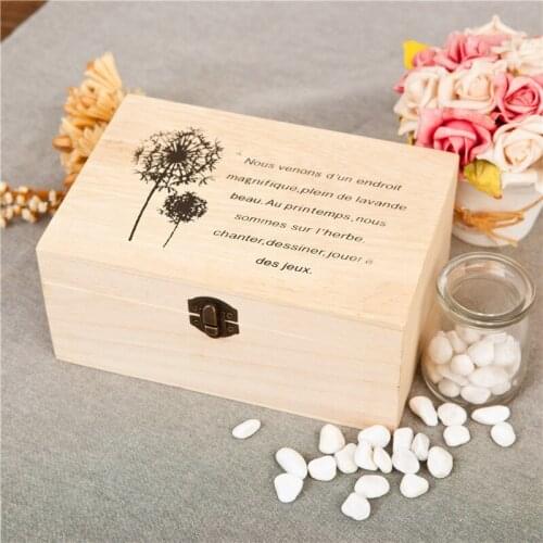 1PC Home Storage Box Natural Wooden With Lid Golden Lock Postcard Organizer Handmade Craft Jewelry Case Wedding Gift EJL 0906