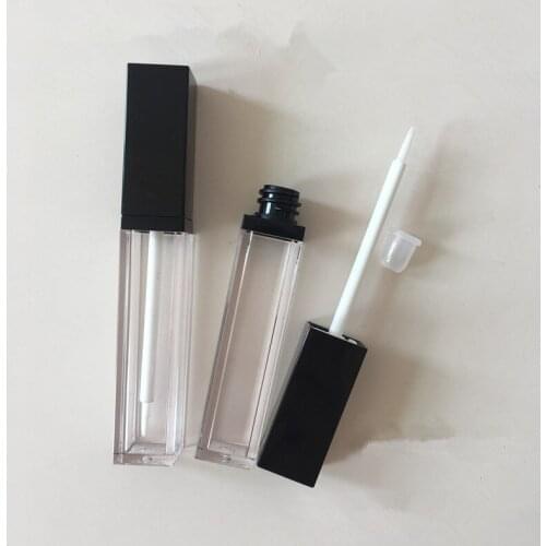 100pcs 8ml square Empty Cute Plastic Clear Lipgloss Bottle Containers with Wand for Base Oil Balm Cosmetic Packaging
