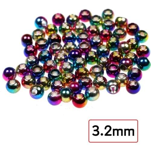 20PCS 3.2mm 1/8" Fly Material Rainbow Colored Fly Tying Brass Beads Beadhead Nymph Stonefly Streamer Fly Fishing Trout