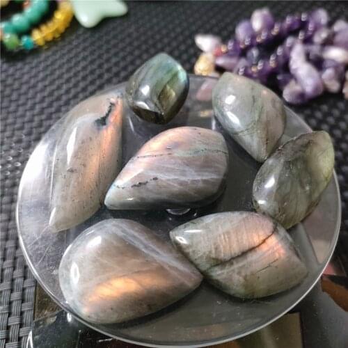 3pcs Natural Yellow Purple Labradorite Crystal Pendant Jewellery Hand grinding