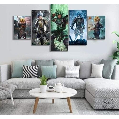 5 Piece Wall Art Canvas Print Anime Manga Samurai Figure Posters Modular Pictures Home Decor Modern Bedroom Decoration Paintings