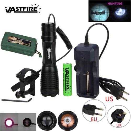 5w IR 940nm Weapon Gun Light LED Night Vision Zoomable Infrared Radiation Focus Rifle Scope Airsoft Mount Remote Switch 18650