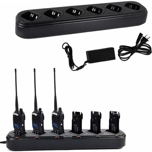 6 Unit Rapid Charger Six Way Multi Charger for Pofung BAOFENG UV-82 UV-82C UV-82L X EU Us Plug