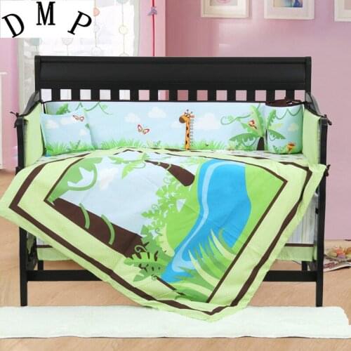 7PCS embroidered Toddler Bedding Cotton Baby Bedding Set Baby Bed Bumper,include(bumper+duvet+sheet+pillow)