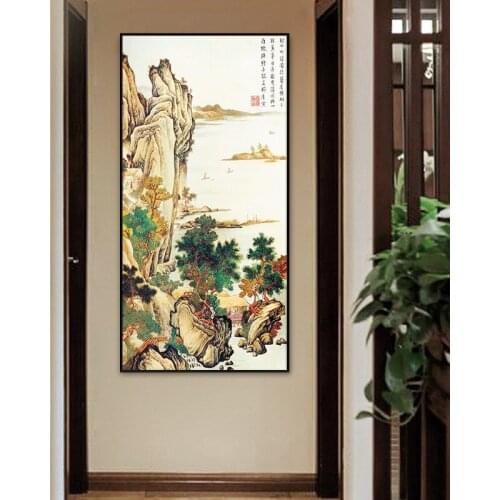 Abstract Wall Art Traditional Chinese Painting Canvas Print Pictures for Living Room Landscape Poster Home Decor Nature Mountain