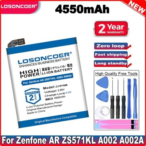 LOSONCOER C11P1608 4550mAh Battery For ASUS Zenfone AR ZS571KL A002 A002A Phone New Production High quality Battery Free tools