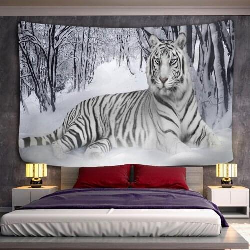 White Tiger fashion wall tapestry carpets wall hanging tiger pattern luxury modern home decoration mandala tapestry