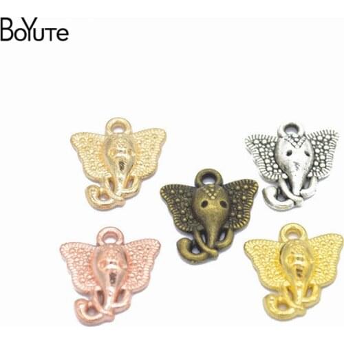 BoYuTe Wholesale (100 Pieces/Lot) Metal Alloy 16*15MM with 2MM Hole Elephant Charms for Jewelry Making Diy Accessories