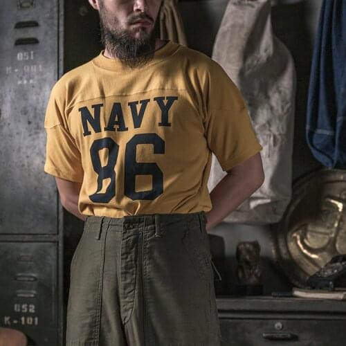 Bronson Retro 70s Naval Academy Rugby Jersey Short Sleeve Cotton T-Shirt For Men