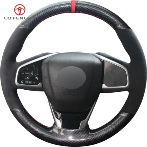 LQTENLEO Carbon Fiber Black Suede Steering Wheel Cover for Honda Civic Civic 10 2016-2019 CRV CR-V 2017-2019 Clarity 2016-2018
