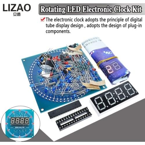 DS1302 Rotating LED Display Alarm Electronic Clock Module DIY KIT LED Temperature Display