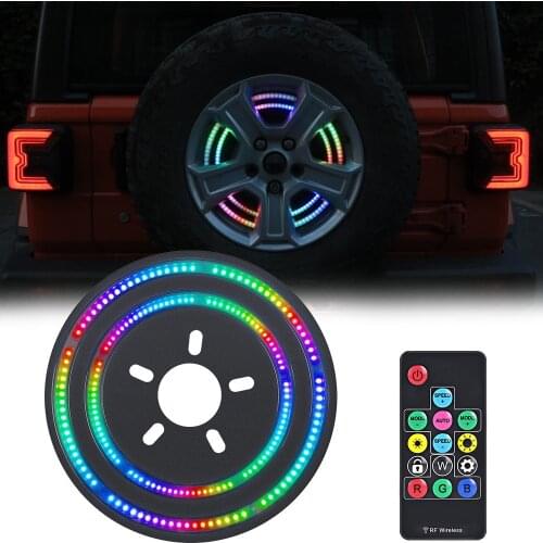 RGB Double Ring Spare Tire Brake Light for 2007-2018 Jeep Wrangler JK & 2018+ Jeep Wrangler JL/JLU 3rd LED Rear Wheel Lights