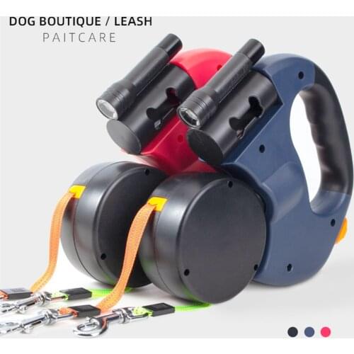 Dual Dog Pet Leash Ropes Auto Retractable Dog Pet Traction Rope Adjustable Pet Dogs Strap Auto Flexible Dual Pet Dog Leash Ropes