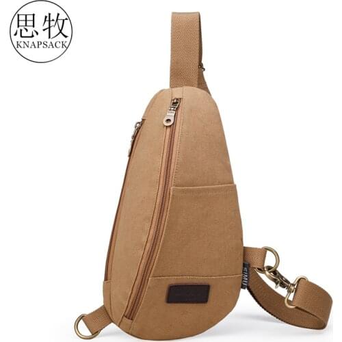 Simu canvas bag chest bag mens Single Shoulder Bag Messenger Bag Korean fashion bag retro leisure chest bag mens bag trend