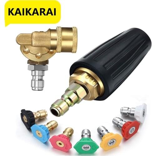 Pressure Washer Accessories Kit, 4.0 Rotating Turbo Nozzle 1/4 Inch Quick Connect Pivoting Coupler,with 7 Spray Nozzle Tips