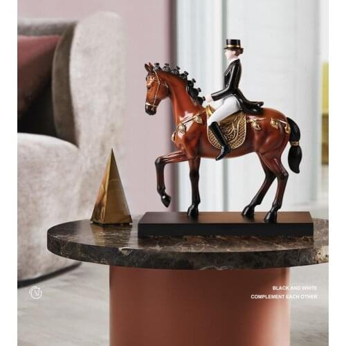 Creative Statue Elegant Lady Riding A War Horse Art Sculpture Resin Crafts Home Office Decor Figurines Wedding Ornaments Gift