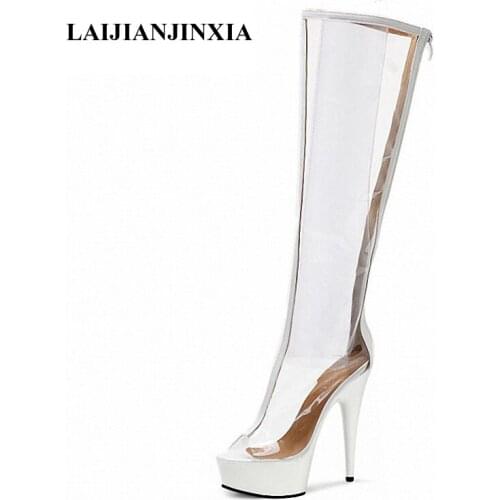 LAIJIANJINXIA Night Club Party Queen Boots Knee-High Motorcycle Boots 15 CM High Heels Women Boots Platform Boots