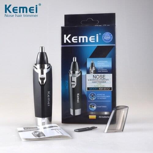 Kemei Nose Trimmer Battery Push Switch Cylindrical Hair Cutter Cleaner Electric Wireless Rotary Hair Clippers Men KM-6512