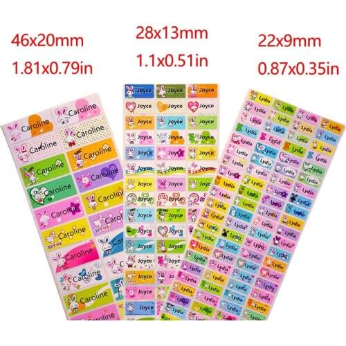 Cute rabbit Pattern Custom Personal Name Stickers Transportation Waterproof Tag Label For Girl Scrapbook School Stationery