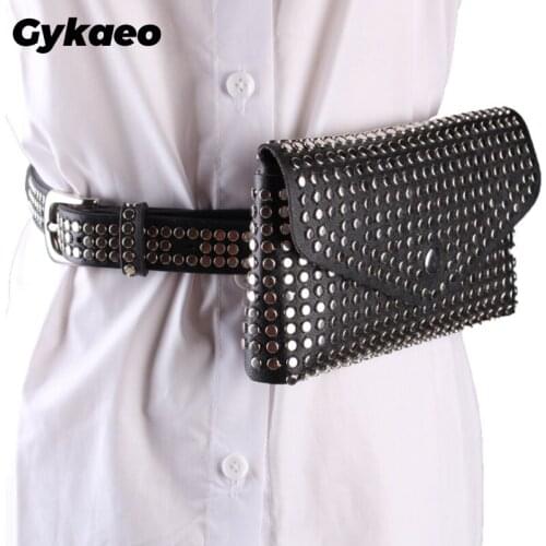 Fashion Rivet Luxury Designer Fanny Pack Small Women Waist Bag Phone Pouch Punk Belt Bag Ladies Party Purse Evening Day Clutches