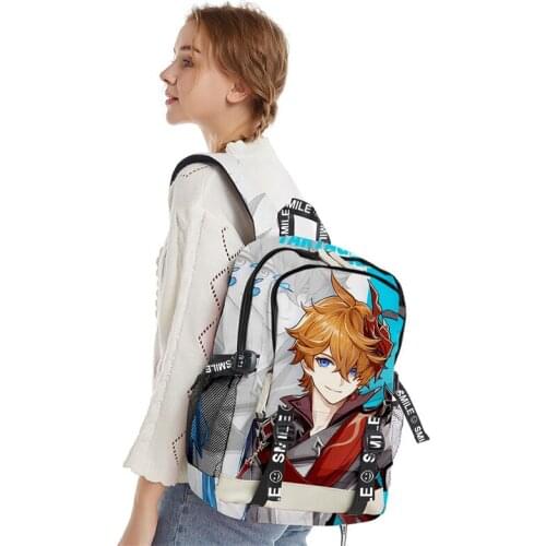 Yong Fashion Men Women Taptop Backpacks Genshin Impact Teenage Boys Girls Students School Bags Oxford Waterproof
