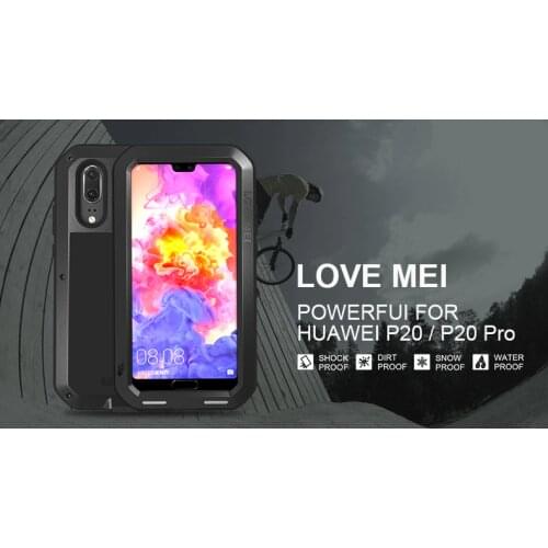 LOVE MEI Powerful Metal Waterproof Case For Huawei P20 Shockproof Cover For Huawei P20 Pro Aluminum Protection & Gorilla Glass