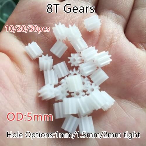 Free Shipping 8 Teeth 0.5M Pinion Gear 81A 81.5A 082A Motor Gears Toy Car Spare Parts Model DIY Plastic Gears Hole 0.9mm-1.9mm