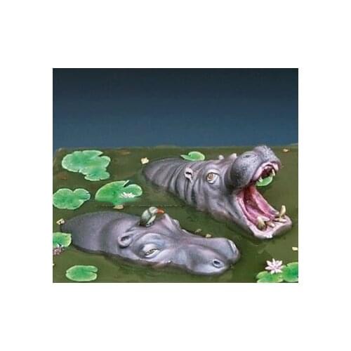 1/35 modern Animal Set Hippos in the river Resin figure Model kits Miniature gk Unassembly Unpainted