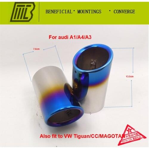 Car Exhaust tip/Muffler Universal Modified Tail Pipe for audi A1A3A4 CC TIGUAN inlet 76mm .3 logo can paint vw/sline/audi