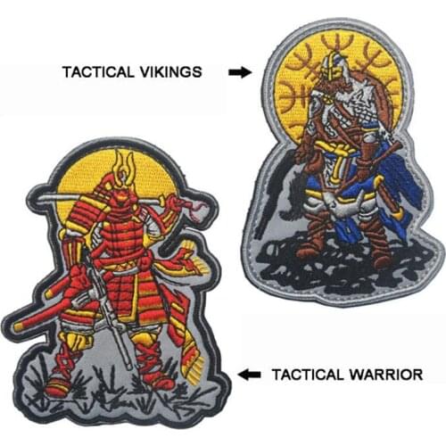Embroidery Patch Japan Viking Warrior Samurai Armor Army Tactical Military Morale Badge Applique Embroidery Patch