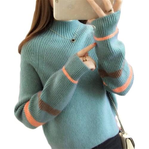 2019 Autumn Winter New Women Pullovers Sweater Knitted Elasticity Casual Jumper Long Sleeve Turtleneck Warm Female Sweaters R733