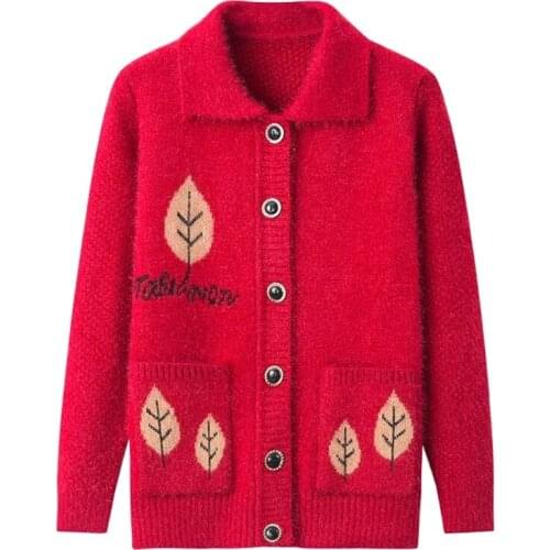 2021 New Old Thick Warm people elderly Womens Sweaters plus velvet Autumn Winter Grandma cardigan Sweater Mother Knitted Jacket